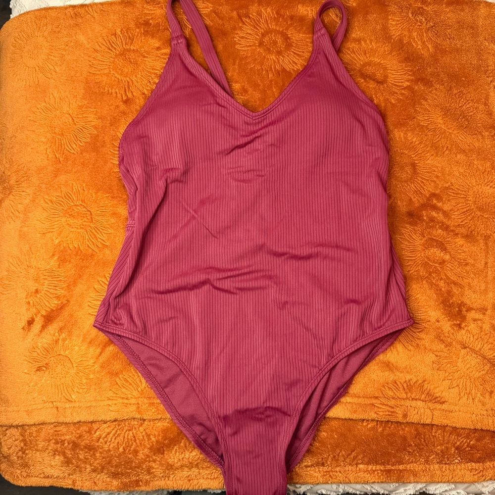 NWT Xhilaration Maroon Ribbed One Piece | L
